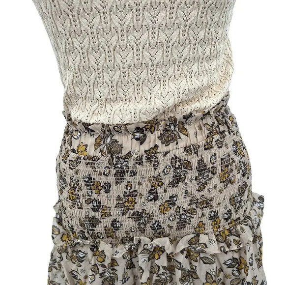 Anthropologie Current Air Dress Mini Sweater Ruffle Crewneck Beige Size Small - Picture 5 of 13